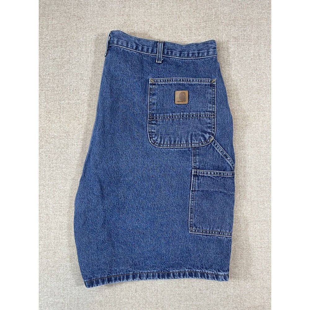 Carhartt Work Shorts Mens 46 Blue Denim Carpenter Jean Shorts B28-DPS